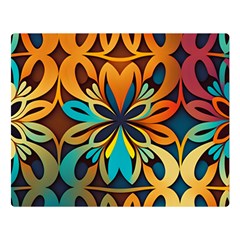 Orange, turquoise and blue pattern  One Side Premium Plush Fleece Blanket (Large)