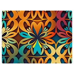 Orange, turquoise and blue pattern  One Side Premium Plush Fleece Blanket (Extra Small)