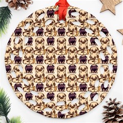 Pugs Round Filigree Ornament (two Sides) by Sparkle