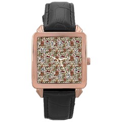 Pattern  Rose Gold Leather Watch 