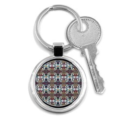 Multicolored Ornate Decorate Pattern Key Chain (Round)