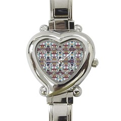 Multicolored Ornate Decorate Pattern Heart Italian Charm Watch