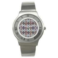 Multicolored Ornate Decorate Pattern Stainless Steel Watch