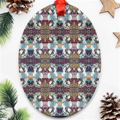 Multicolored Ornate Decorate Pattern Oval Ornament (Two Sides)