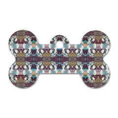 Multicolored Ornate Decorate Pattern Dog Tag Bone (one Side)