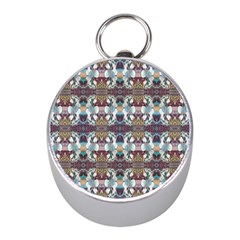 Multicolored Ornate Decorate Pattern Mini Silver Compasses