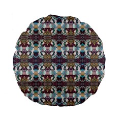 Multicolored Ornate Decorate Pattern Standard 15  Premium Flano Round Cushions