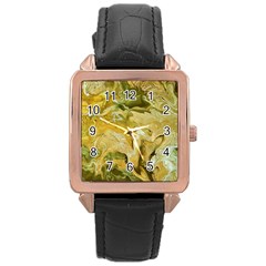 Kaleido Art Gold Rose Gold Leather Watch  by kaleidomarblingart