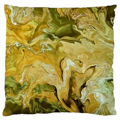 Kaleido Art Gold Large Flano Cushion Case (one Side) by kaleidomarblingart