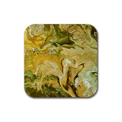 Kaleido Art Gold Rubber Coaster (square) by kaleidomarblingart