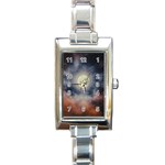 Dark Full Moonscape Midnight Scene Rectangle Italian Charm Watch Front