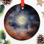 Dark Full Moonscape Midnight Scene Ornament (Round) Front