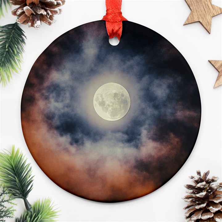 Dark Full Moonscape Midnight Scene Ornament (Round)