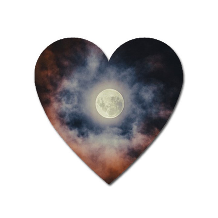 Dark Full Moonscape Midnight Scene Heart Magnet