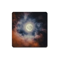 Dark Full Moonscape Midnight Scene Square Magnet by dflcprintsclothing