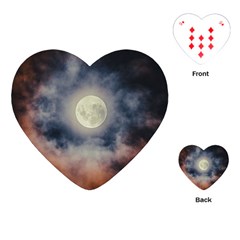 Dark Full Moonscape Midnight Scene Playing Cards Single Design (heart) by dflcprintsclothing