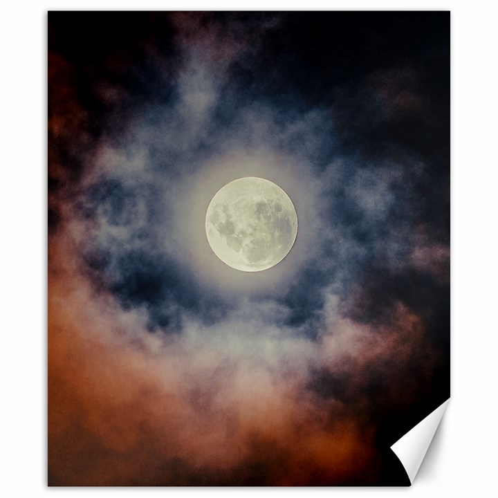 Dark Full Moonscape Midnight Scene Canvas 20  x 24 