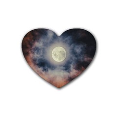 Dark Full Moonscape Midnight Scene Rubber Coaster (heart)