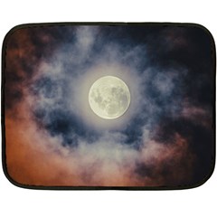 Dark Full Moonscape Midnight Scene One Side Fleece Blanket (mini) by dflcprintsclothing