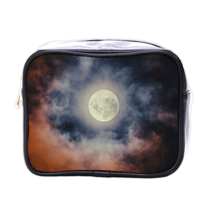 Dark Full Moonscape Midnight Scene Mini Toiletries Bag (One Side)