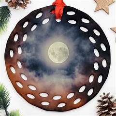 Dark Full Moonscape Midnight Scene Ornament (round Filigree)