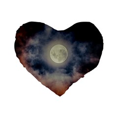 Dark Full Moonscape Midnight Scene Standard 16  Premium Heart Shape Cushions by dflcprintsclothing