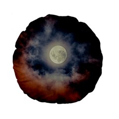 Dark Full Moonscape Midnight Scene Standard 15  Premium Flano Round Cushions by dflcprintsclothing