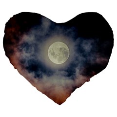 Dark Full Moonscape Midnight Scene Large 19  Premium Flano Heart Shape Cushions by dflcprintsclothing