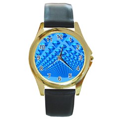 Diamond Pattern Round Gold Metal Watch by Sparkle