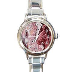 Cora; Abstraction Round Italian Charm Watch by kaleidomarblingart