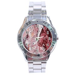 Cora; Abstraction Stainless Steel Analogue Watch by kaleidomarblingart