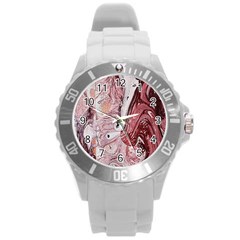 Cora; Abstraction Round Plastic Sport Watch (l) by kaleidomarblingart