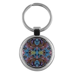 Marbled Confetti Symmetry Key Chain (round) by kaleidomarblingart