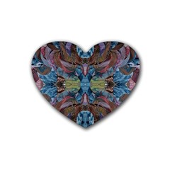 Marbled Confetti Symmetry Rubber Coaster (heart) by kaleidomarblingart