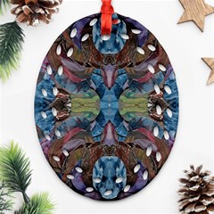 Marbled Confetti Symmetry Ornament (oval Filigree) by kaleidomarblingart