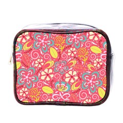 Whimsy Floral Pattern  Mini Toiletries Bag (one Side) by PaperDesignNest