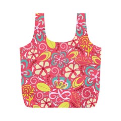 Whimsy Floral Pattern  Full Print Recycle Bag (m) by PaperDesignNest