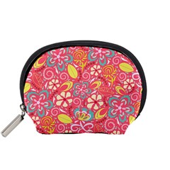 Whimsy Floral Pattern  Accessory Pouch (small) by PaperDesignNest