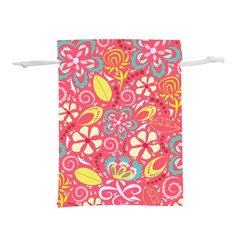 Whimsy Floral Pattern  Lightweight Drawstring Pouch (s) by PaperDesignNest