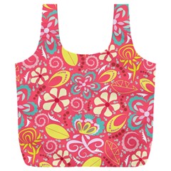 Whimsy Floral Pattern  Full Print Recycle Bag (xxl) by PaperDesignNest