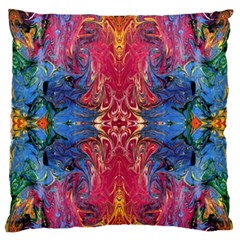 Firey Repeats I Large Flano Cushion Case (one Side) by kaleidomarblingart