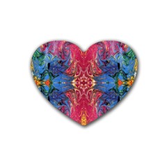 Firey Repeats I Rubber Heart Coaster (4 Pack) by kaleidomarblingart