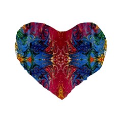 Firey Repeats I Standard 16  Premium Flano Heart Shape Cushions by kaleidomarblingart