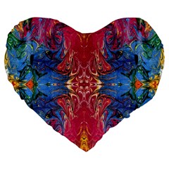 Firey Repeats I Large 19  Premium Flano Heart Shape Cushions by kaleidomarblingart