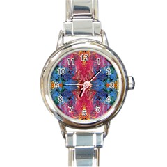 Firey Repeats I Round Italian Charm Watch by kaleidomarblingart