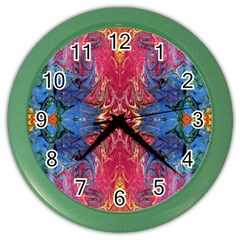 Firey Repeats I Color Wall Clock by kaleidomarblingart