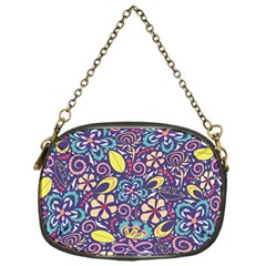 Whimsy Spring Floral Pattern Blue Chain Purse (one Side) by PaperDesignNest