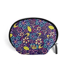 Whimsy Spring Floral Pattern Blue Accessory Pouch (small) by PaperDesignNest