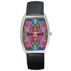 Firey Repeats Iv Barrel Style Metal Watch by kaleidomarblingart