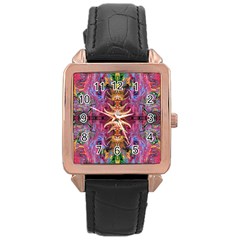 Firey Repeats Iv Rose Gold Leather Watch  by kaleidomarblingart